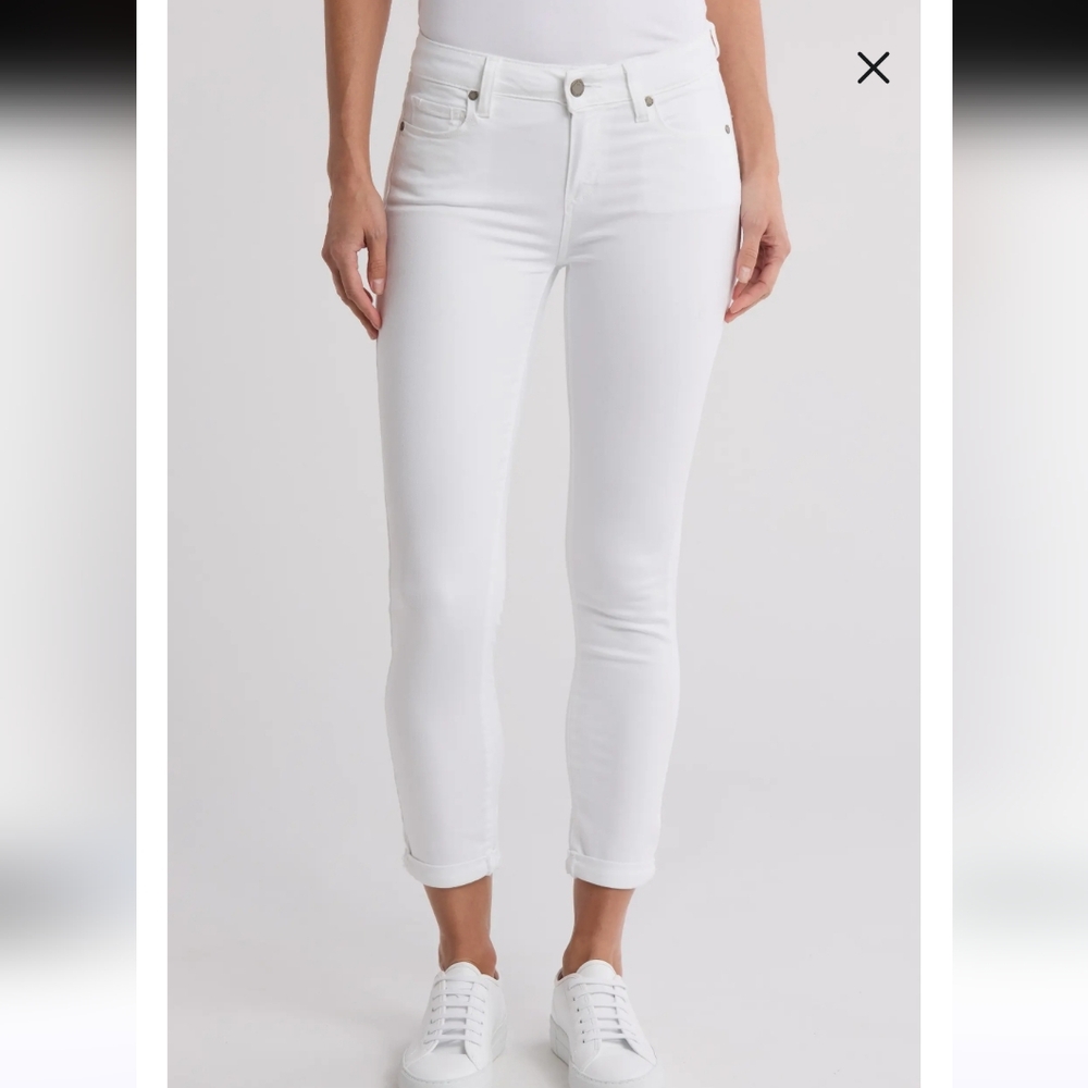 Paige Kylie Cropped Skinny Jeans In Optic White Sz 28 Euc Msrp $209